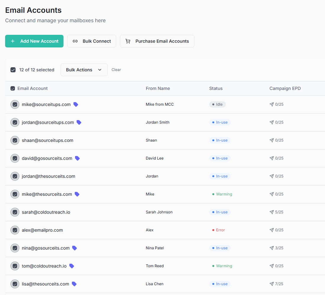 AutoMailer email account rotation with daily sending limits and reputation protection